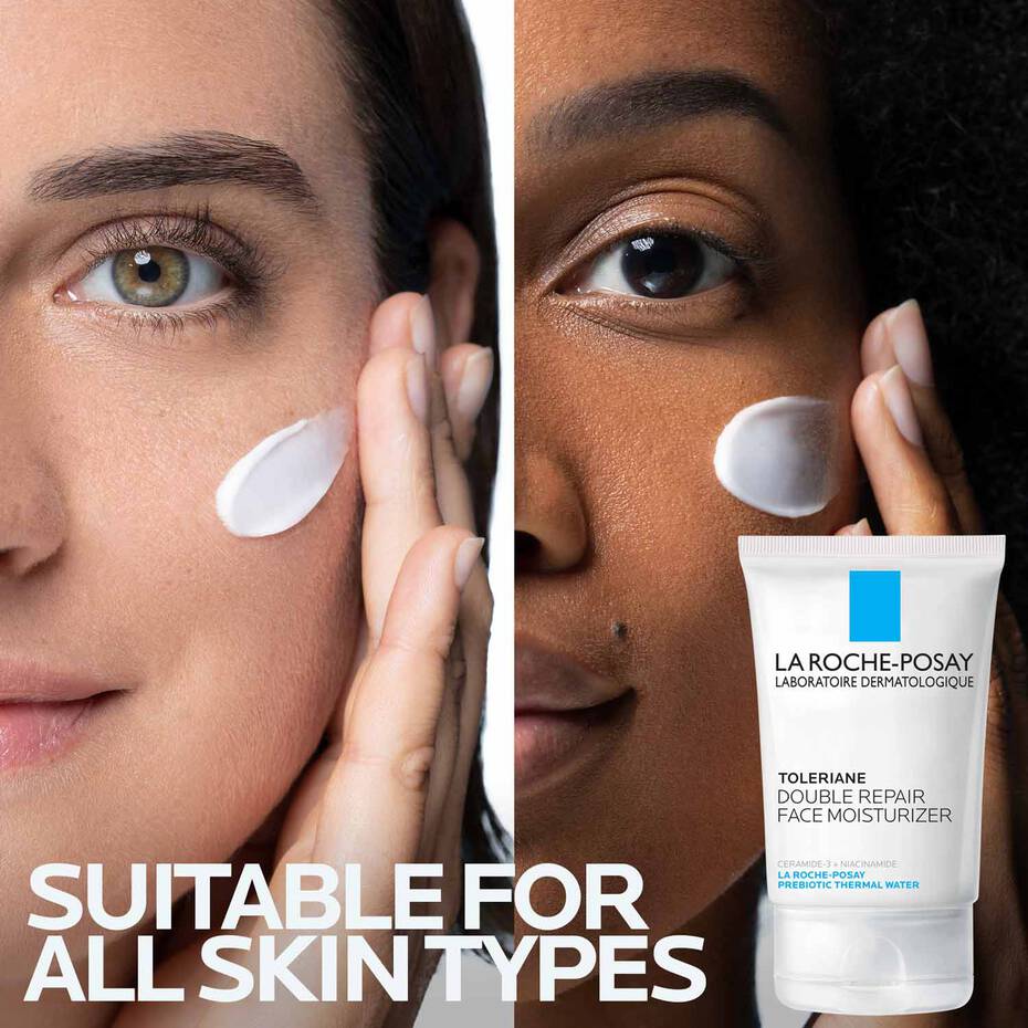 La Roche-Posay Toleriane Double Repair Face Moisturizer tube on white background, product close-up
