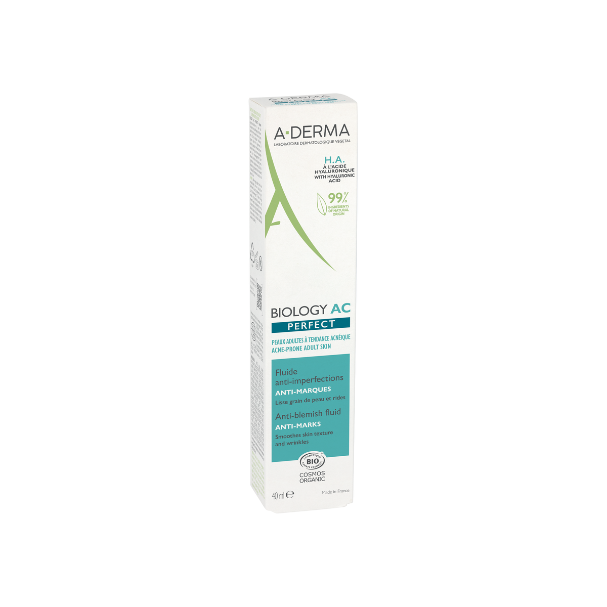 A-Derma Biology AC 40ml, side view of the box