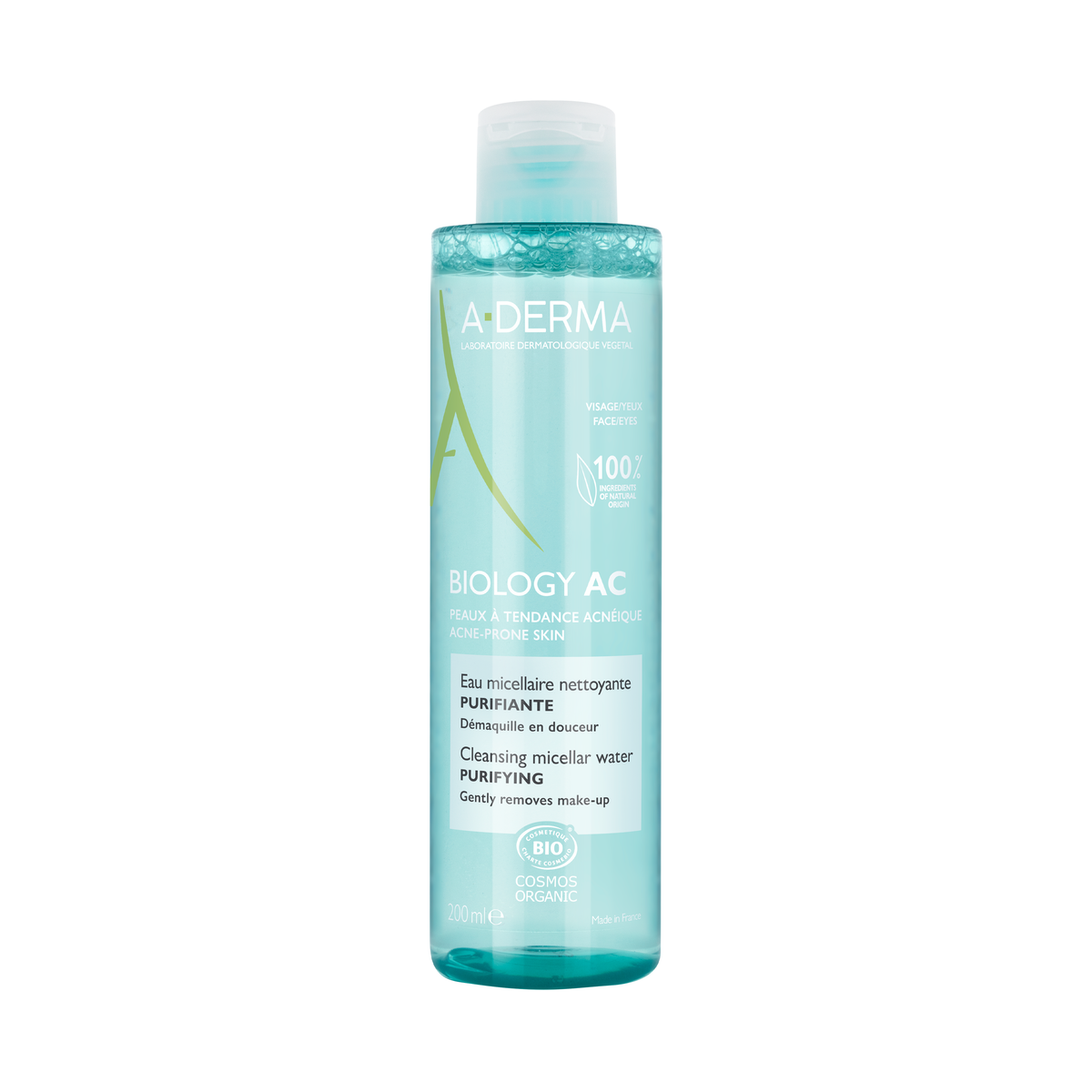 A-Derma Biology AC Purifying Cleansing Micellar Water 200ml, front of the bottle