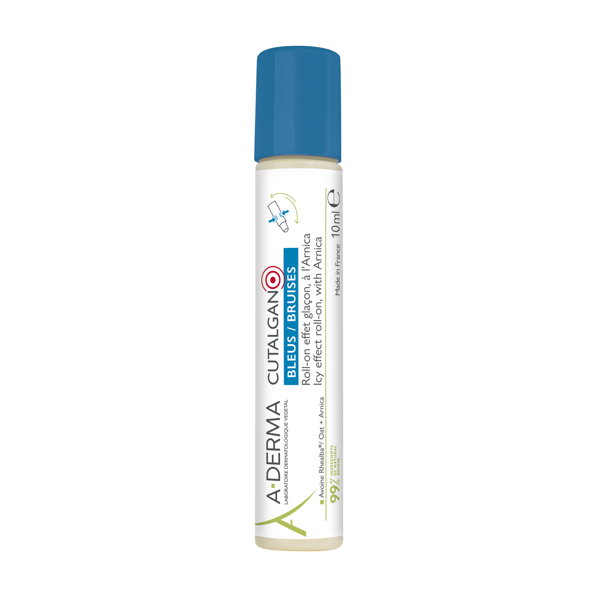 A-Derma Cutalgan Arnica Icy Effect Roll-On 10ml, front of the roll-on