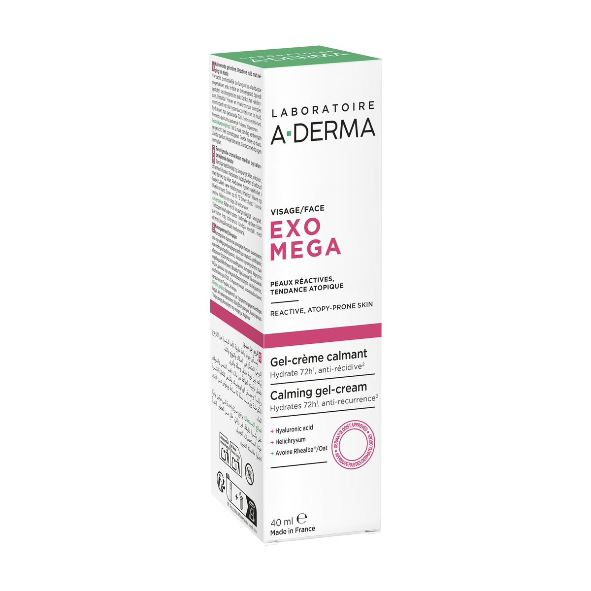 A-Derma Exomega 40ml, side view of the box