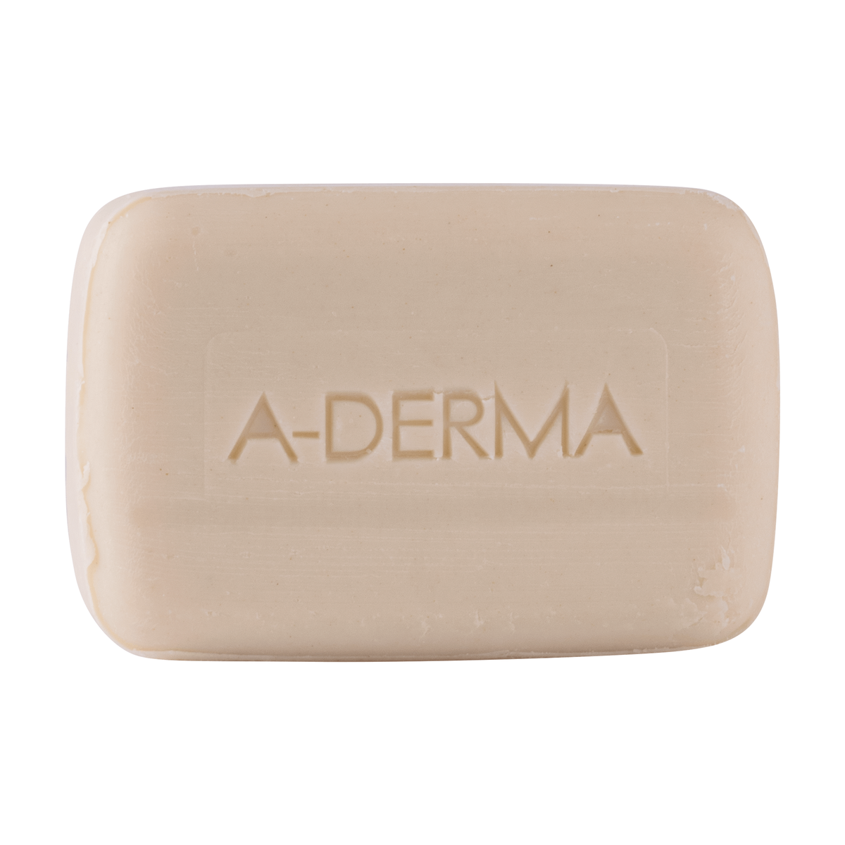A-Derma Les Indispensables, unwrapped cleansing bar with embossed logo