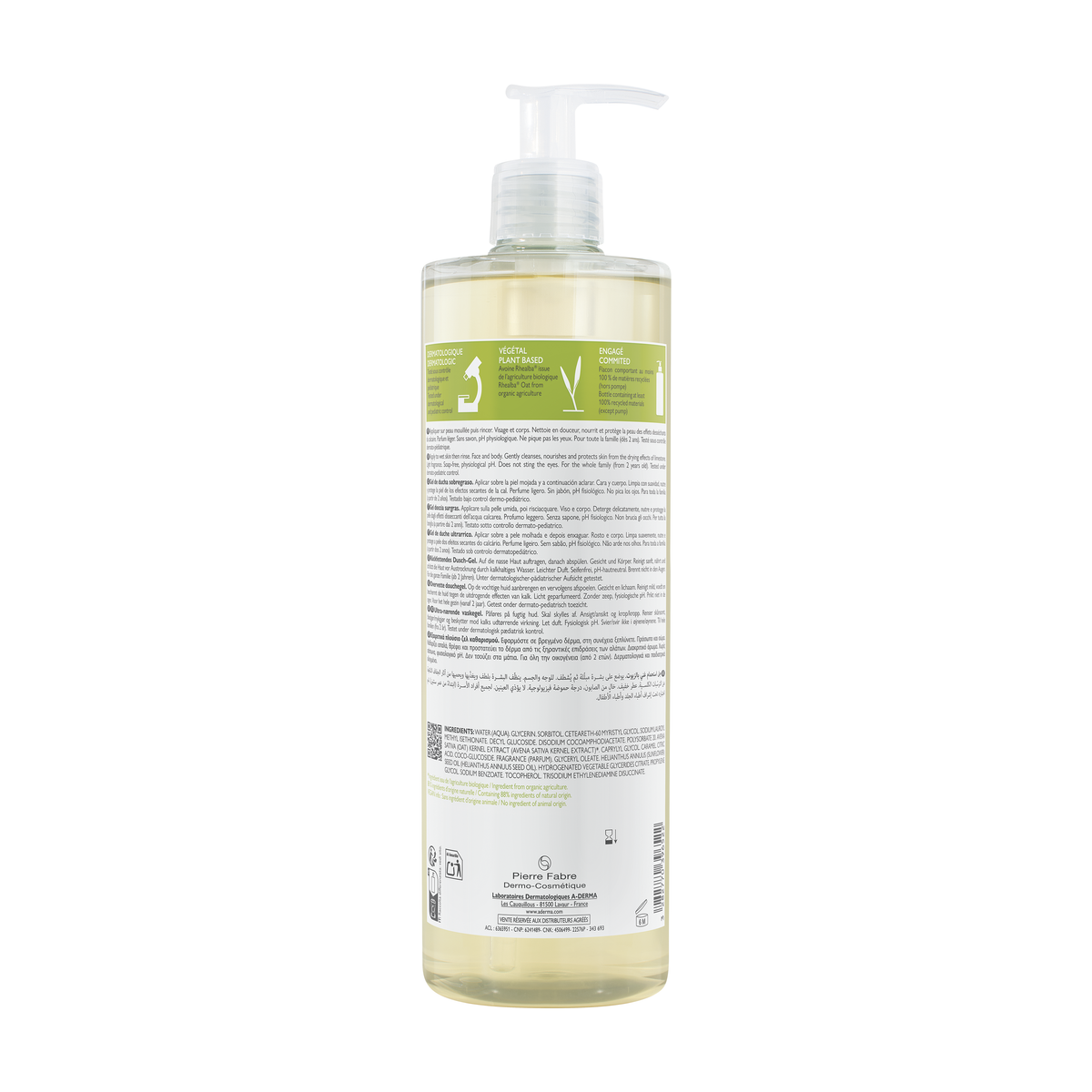 A-Derma Les Indispensables, back label with ingredient list