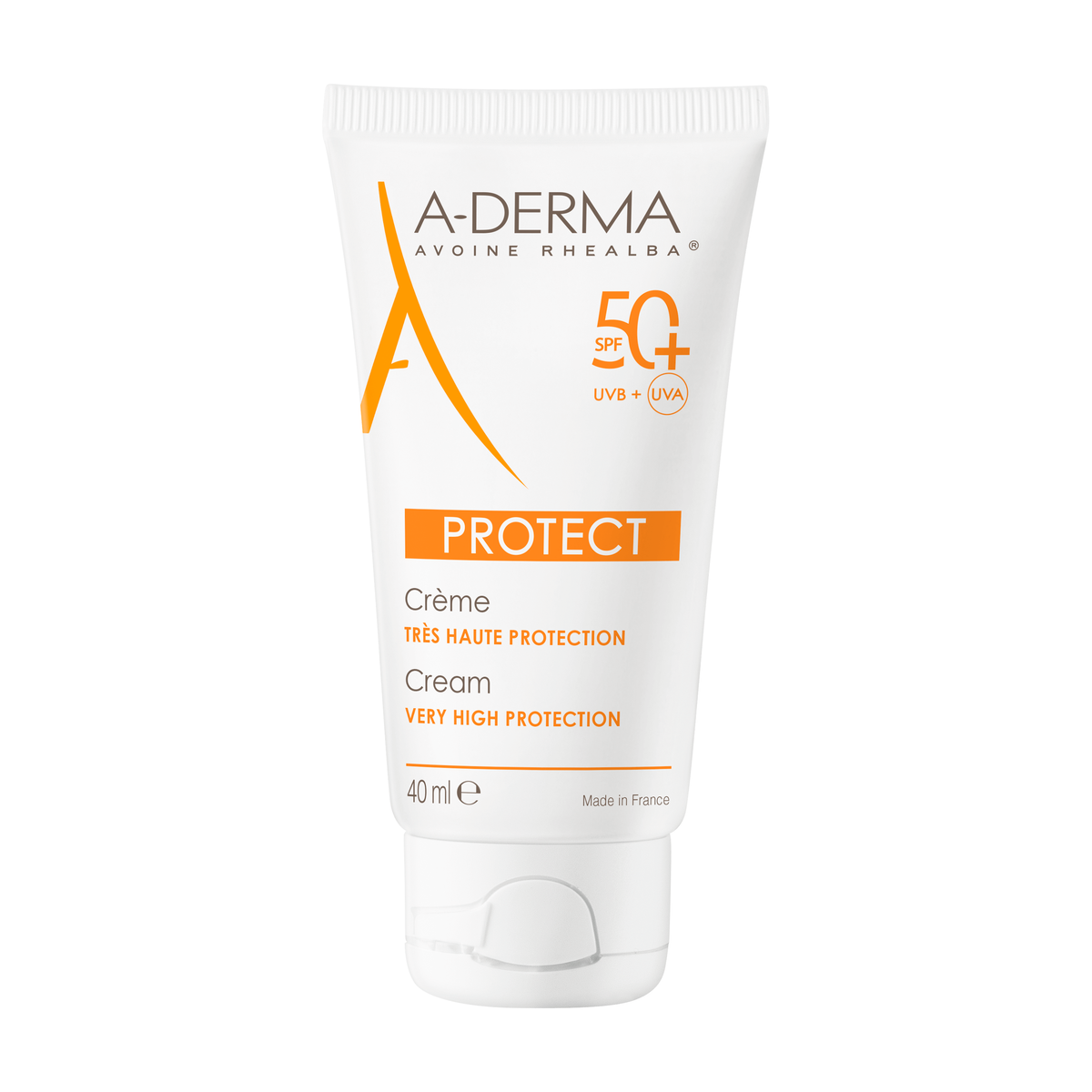 A-Derma Protect Sunscreen Cream SPF 50+ 40ml, front of the tube