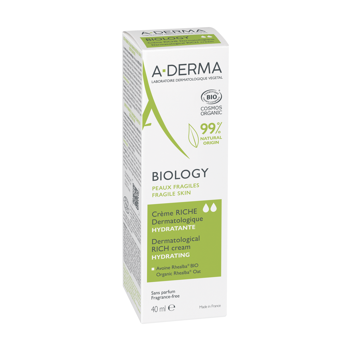 A-Derma Biology 40ml, side view of the box