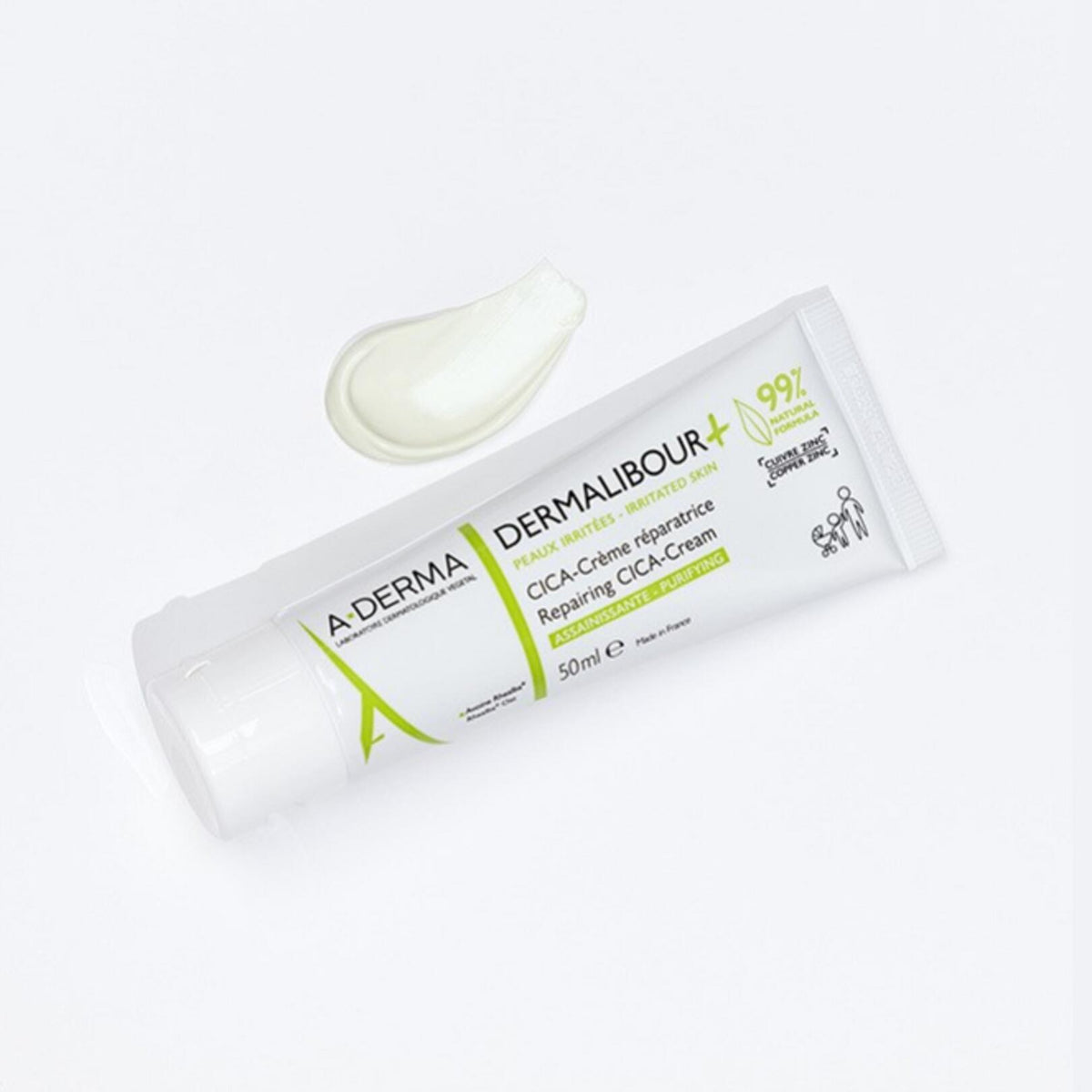 A-Derma Dermalibour+ CICA Purifying Repair Cream 50ml, front of the tube