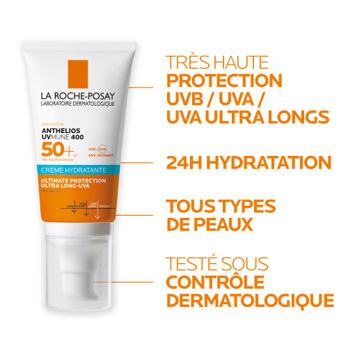 La Roche-Posay Anthelios UVMUNE 400 Moisturizing Cream SPF 50+ fragrance-free 50ml, alternate angle