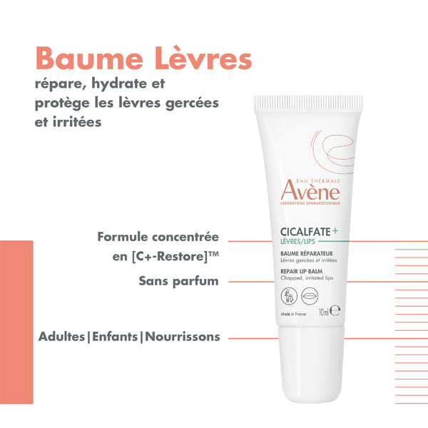 Avène Cicalfate+, tube with callouts in French