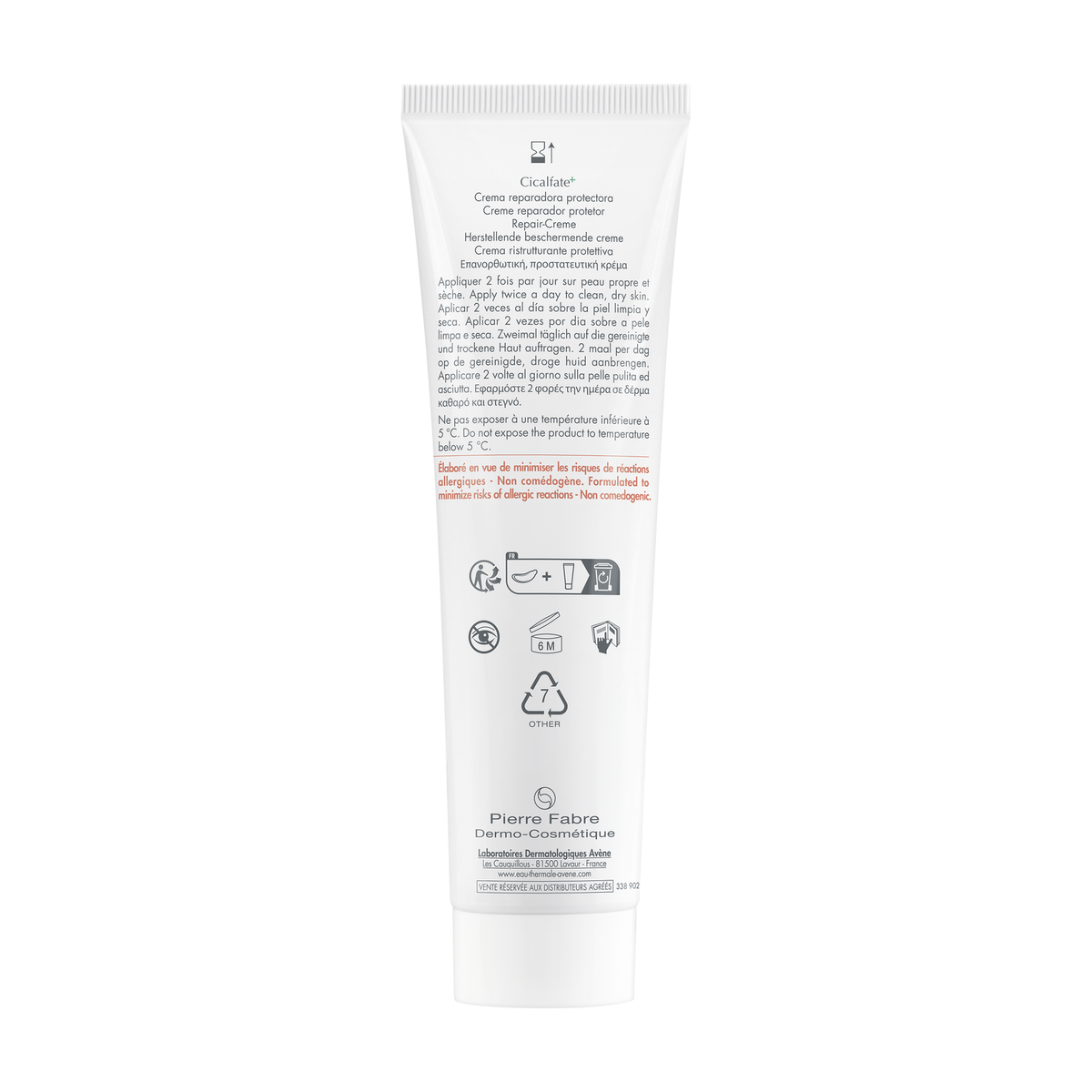 Avène Cicalfate+, back of the tube with directions