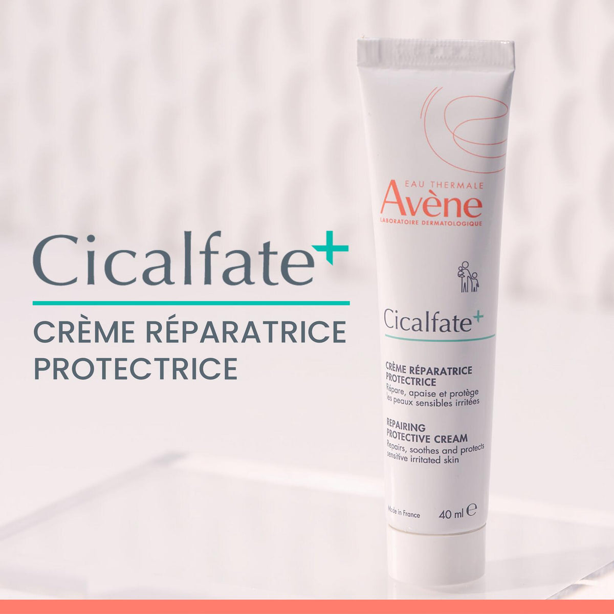 Avène Cicalfate+, tube beside the product name in French