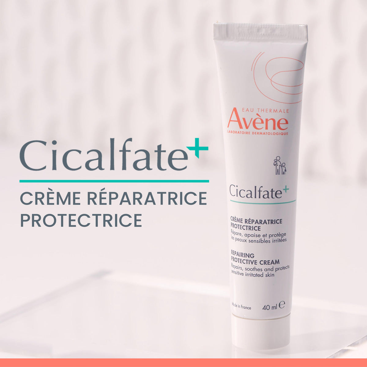 Avène Cicalfate+, tube beside the product name in French