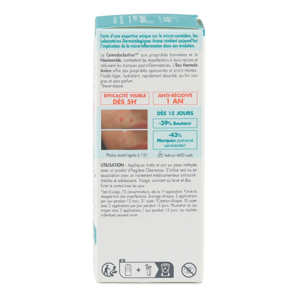 Avène Cleanance, back of the box in French with before and after photos
