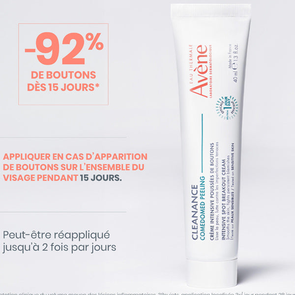 Avène Cleanance, tube with study results and directions in French, close-up