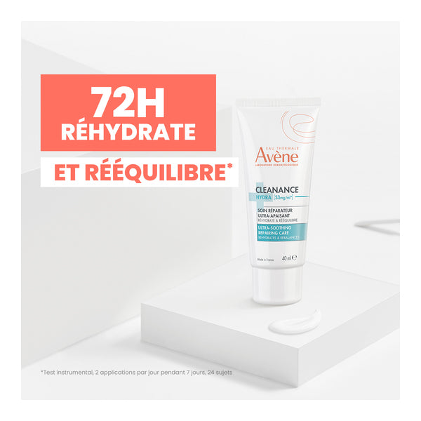 Avène Cleanance, tube on a plinth with study results in French
