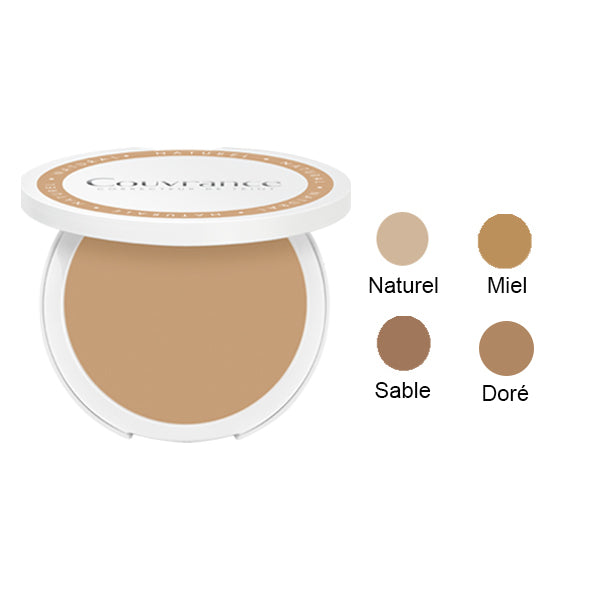 Avène Couvrance, compact with four shade swatches labeled in French