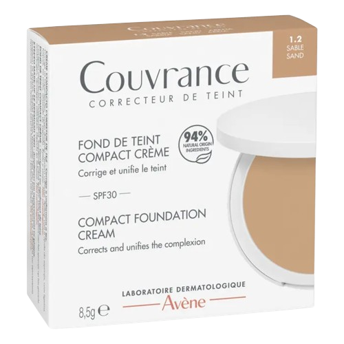 Avène Couvrance Compact Cream Foundation SPF 30 8.5g compact for sensitive skin, packaging detail