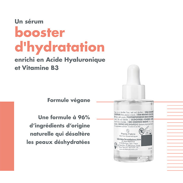 Avène Hydrance, back of the dropper bottle with product benefits in French