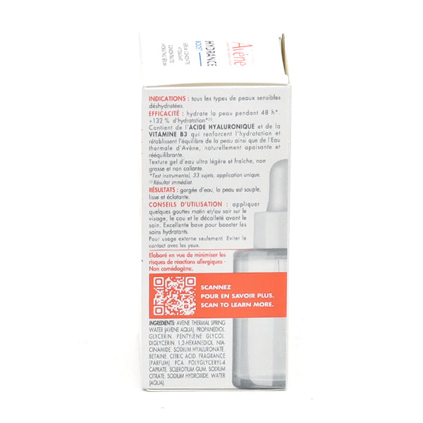 Avène Hydrance Boost, back of the box with directions