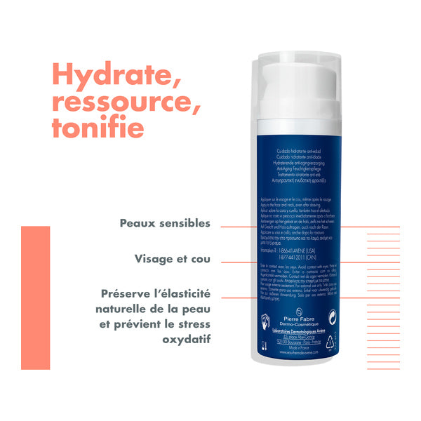 Avène Men, back of the pump bottle with product benefits in French