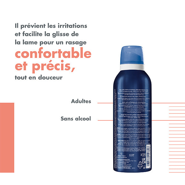 Avène Men, back of the can with product benefits in French