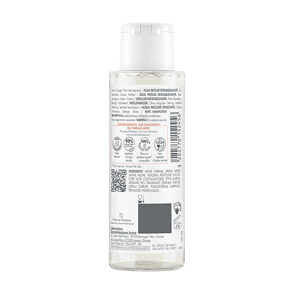 Avène Micellar Water, back of the bottle