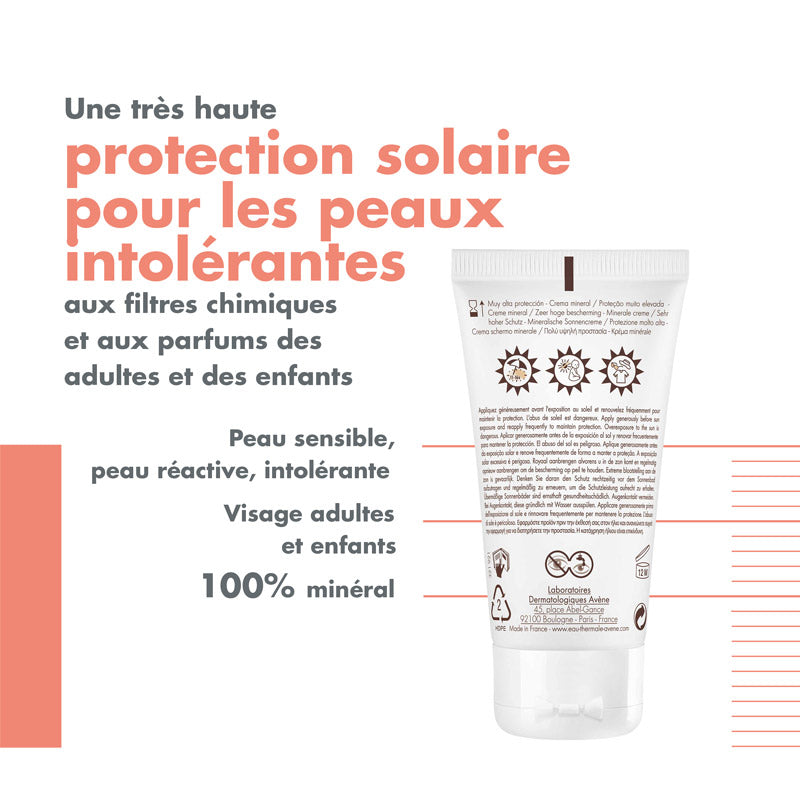 Avène Solaire, back of the tube with captions in French