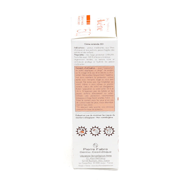 Avène Solaire, side view of the box