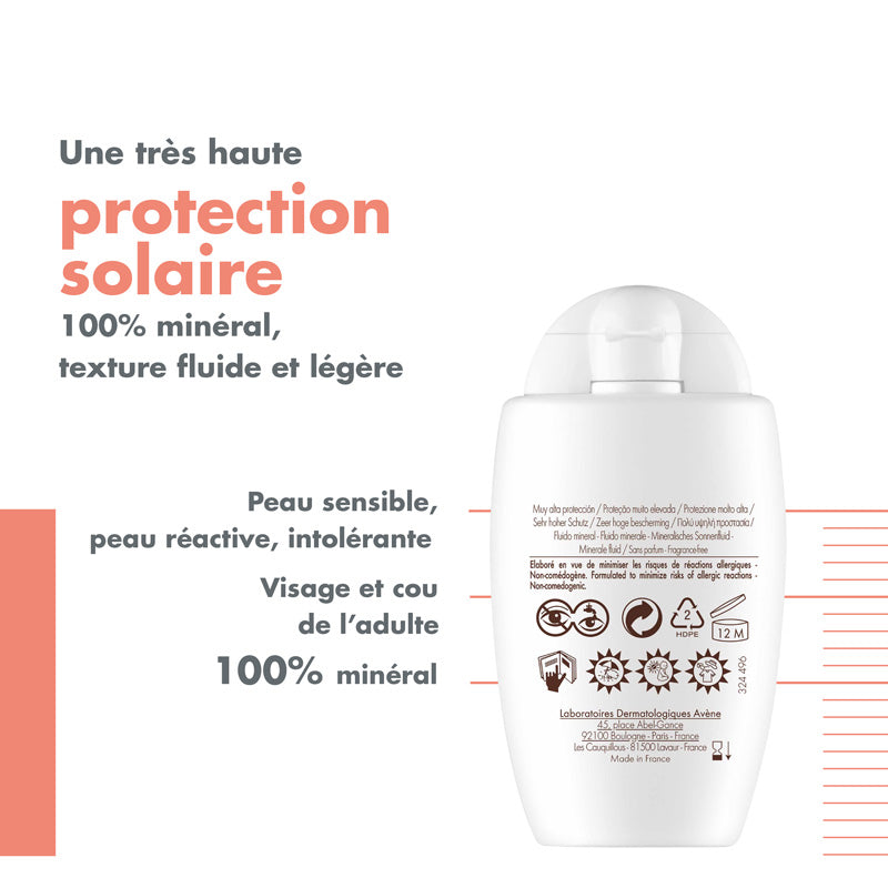Avène Solaire, back of the bottle with captions in French