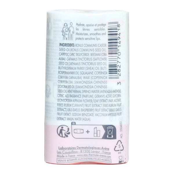 Avène Sensitive Lip Care, back of the pack of 2 sticks