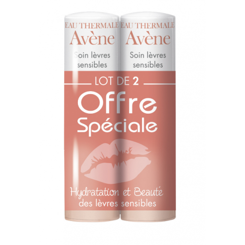 Avène Sensitive Lip Care balm set of 2 sticks, 4g each, for dry and reactive lips, view 1