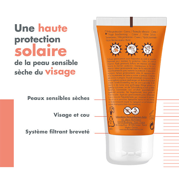Avène Solaire, back of the tube with captions in French
