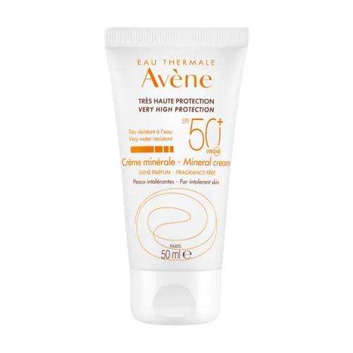 Avène Solaire Mineral Day Cream SPF 50+ 50ml, fragrance-free mineral sunscreen for sensitive skin, view 1