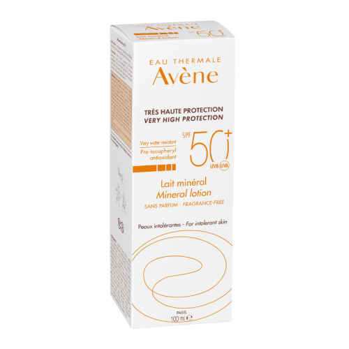 Avène Solaire Mineral Milk SPF 50+ 100ml bottle for sensitive skin, view 1