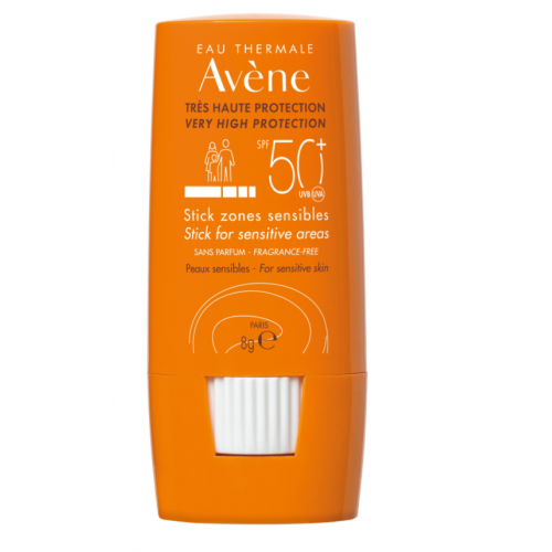 Avène Solaire Sensitive Areas Sun Stick SPF 50+ 8g for nose, ears, and scars, view 1