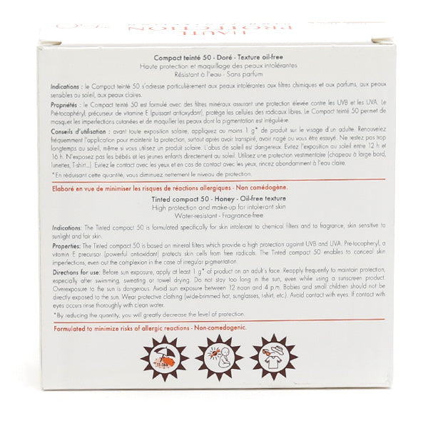 Avène Solaire, back of the box with directions