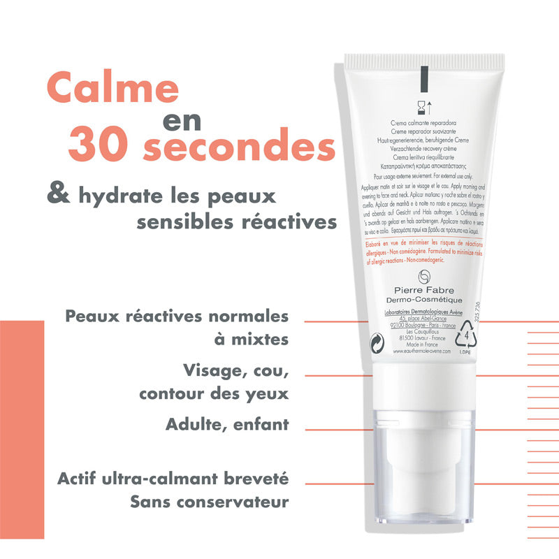 Avène Tolérance Control, back of the tube with captions in French