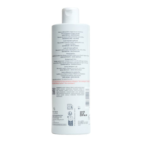 Avène Tolérance, back of the bottle