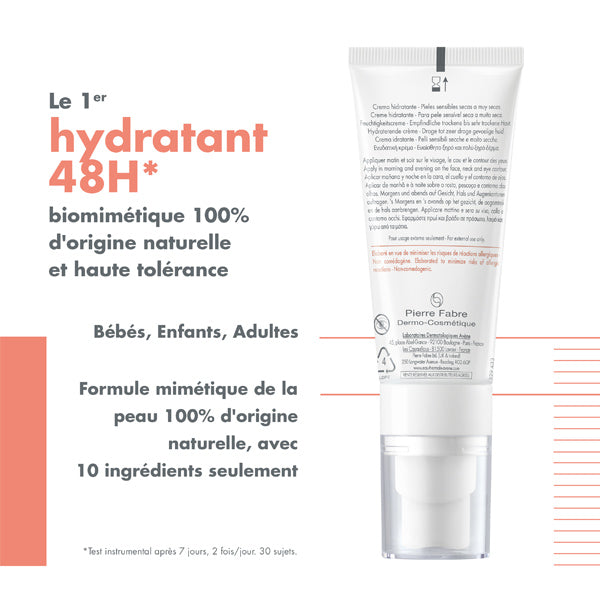 Avène Tolérance Hydra-10, back of the tube with captions in French