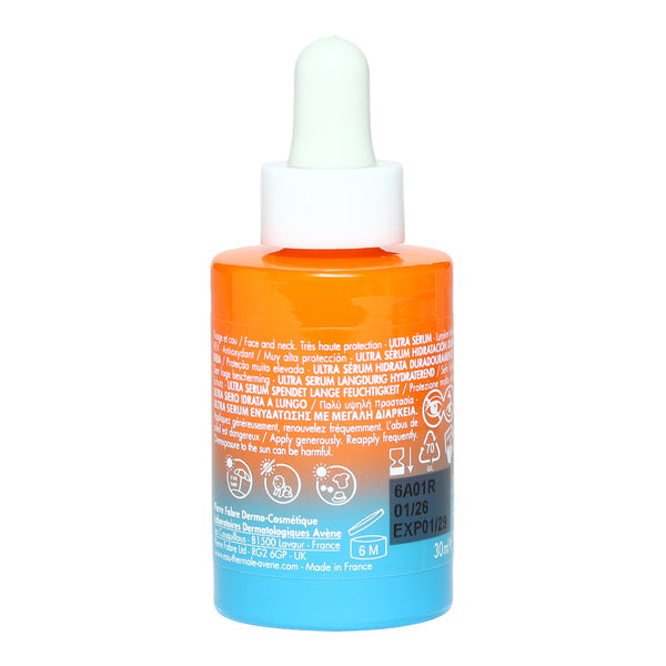 Avène Ultra Serum, back of the dropper bottle