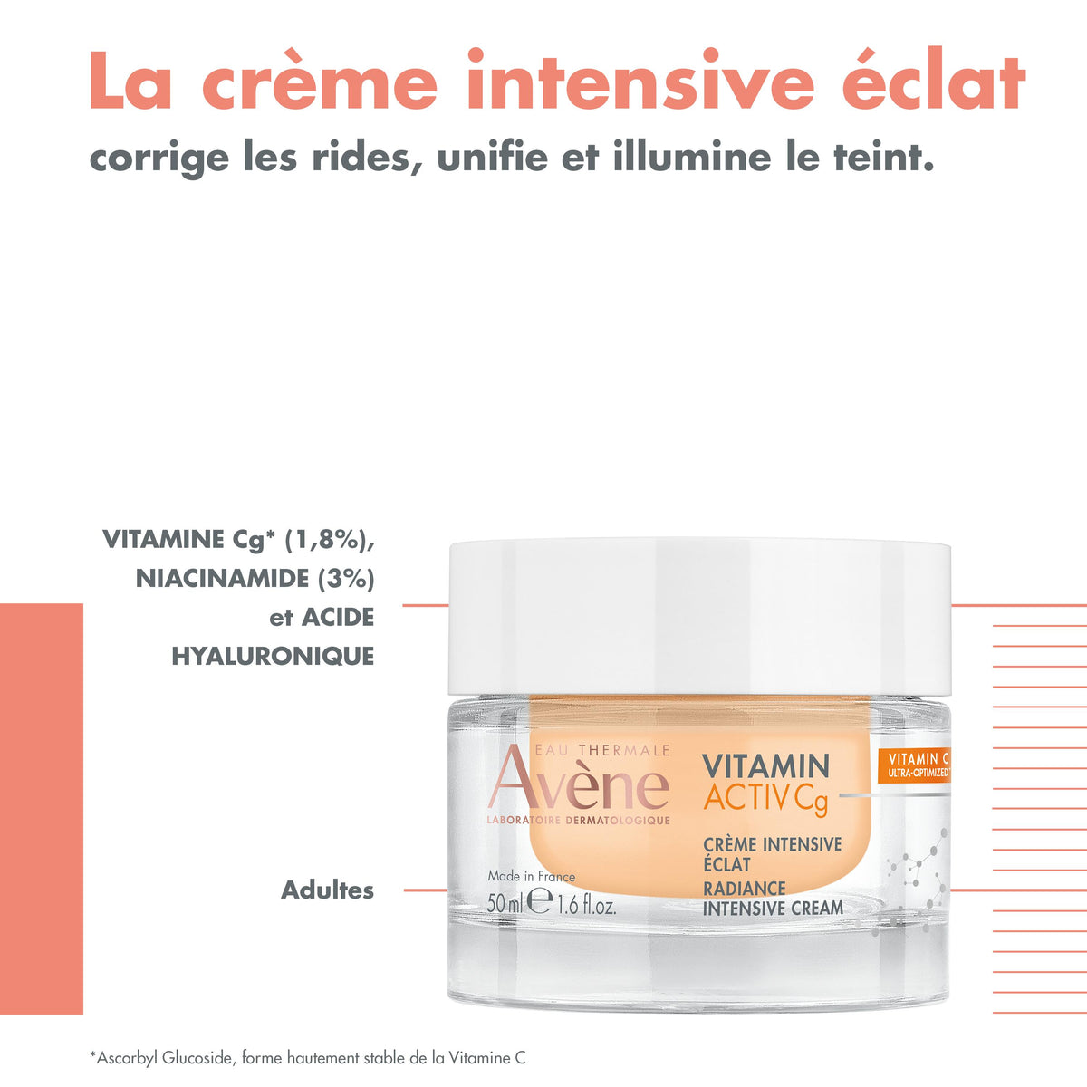 Avène Vitamin Activ Cg, key ingredients: vitamin Cg, niacinamide and hyaluronic acid