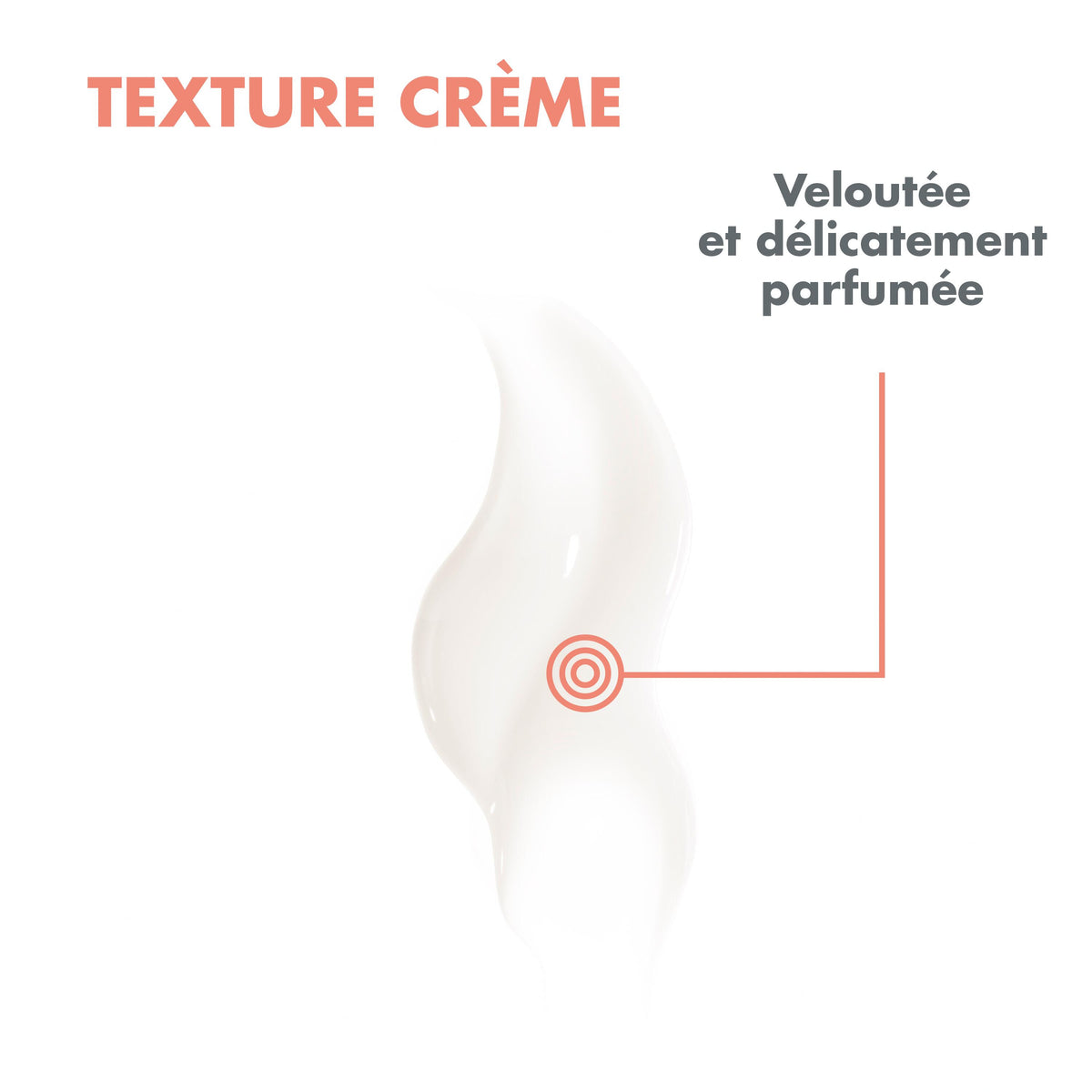 Avène Vitamin Activ Cg, cream texture infographic in French