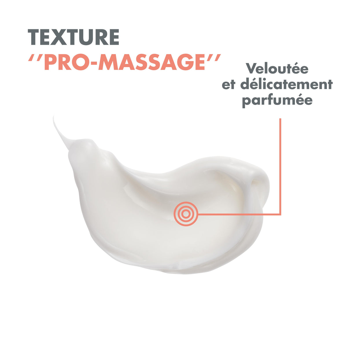Avène Vitamin Activ Cg, pro-massage texture infographic in French