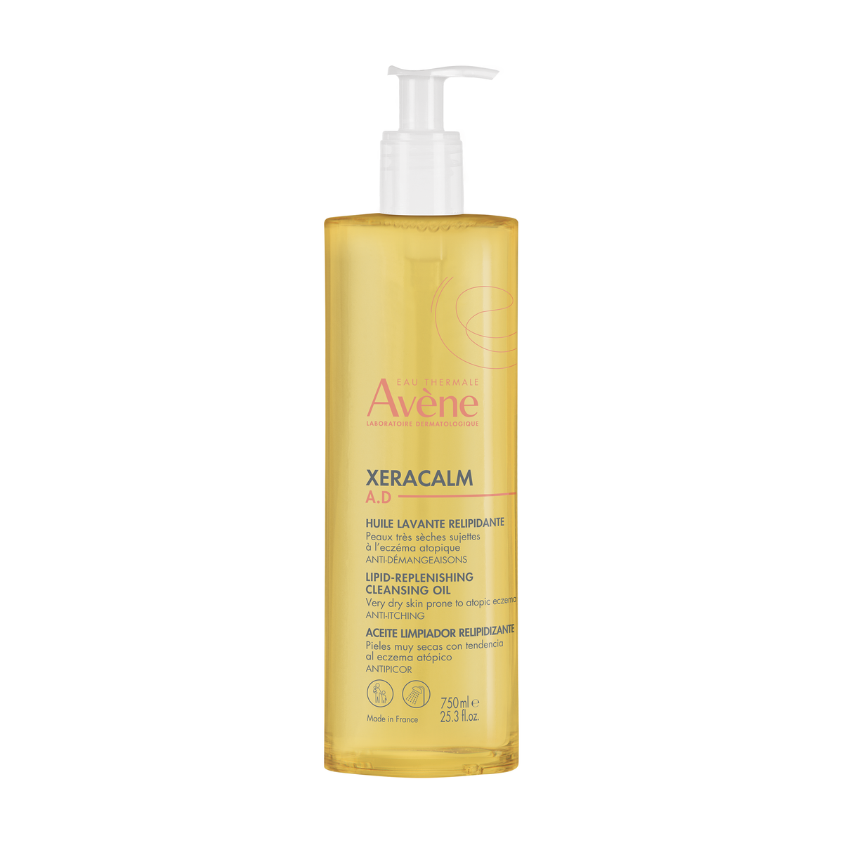 Avène XeraCalm AD Cleansing Oil 750ml, front of the pump bottle