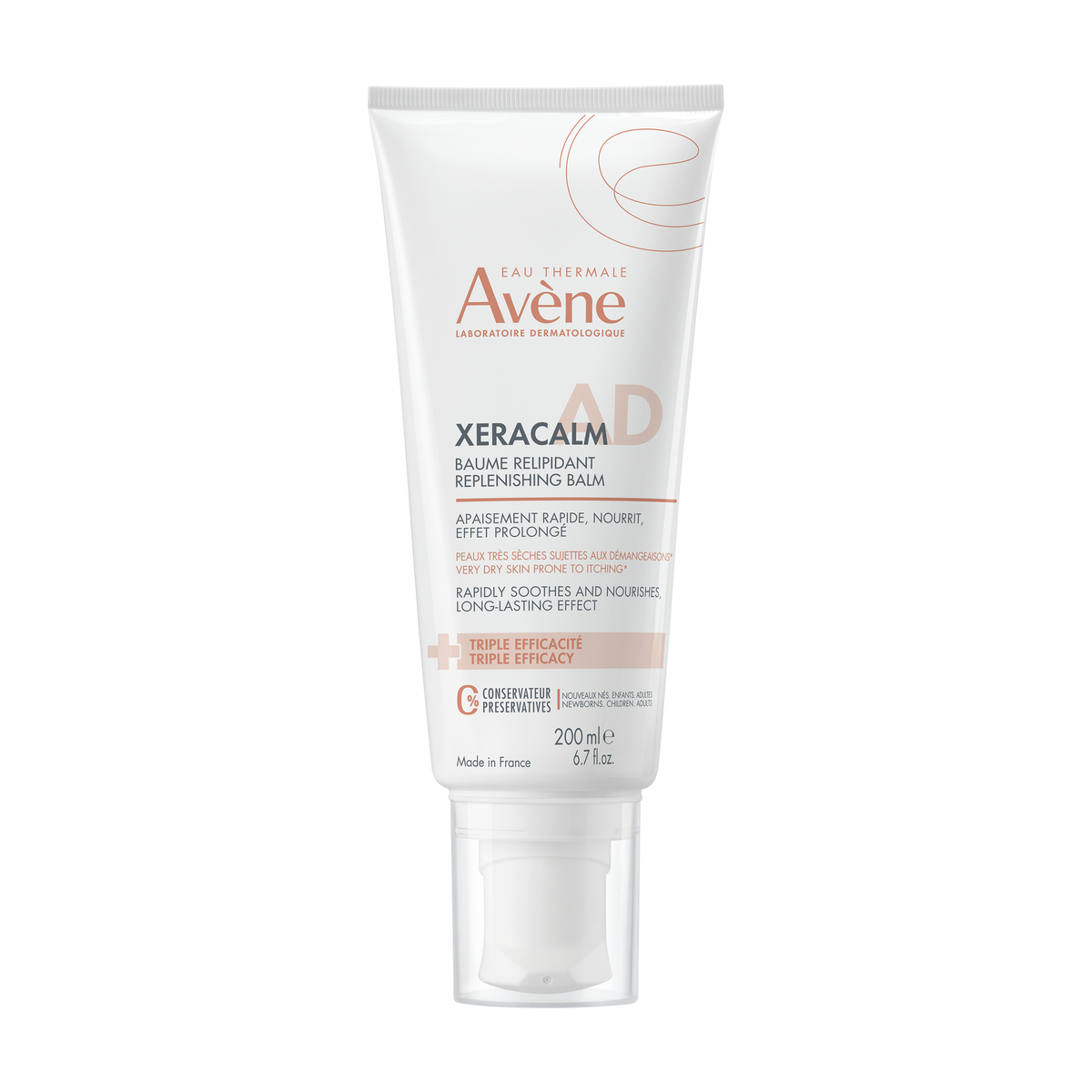 Avène XeraCalm A.D Lipid-Replenishing Balm 200ml, front of the tube
