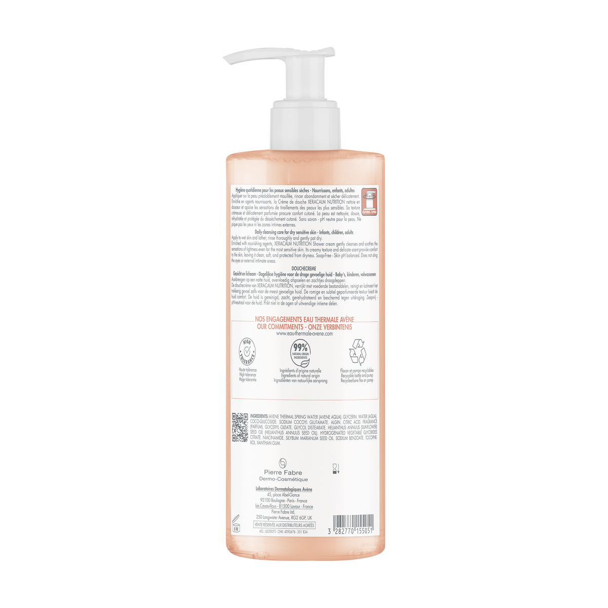 Avène XeraCalm Nutrition, back label with ingredient list