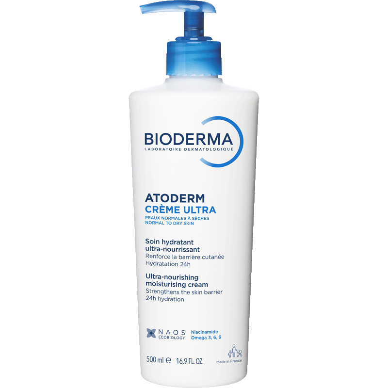 Bioderma Atoderm 500ml, front of the pump bottle