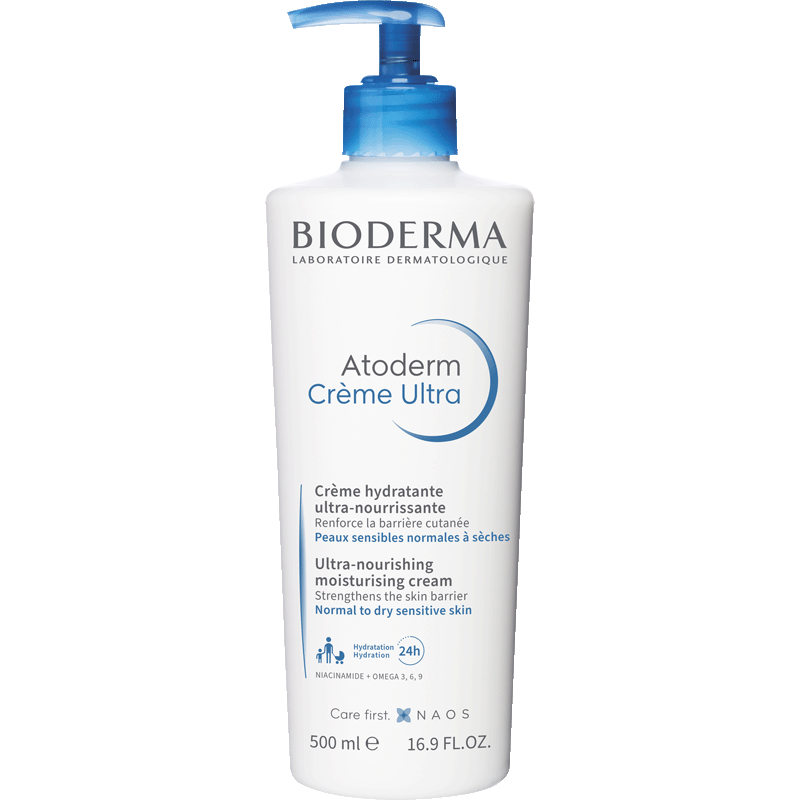 Bioderma Atoderm 500ml, front of the pump bottle in the older packaging