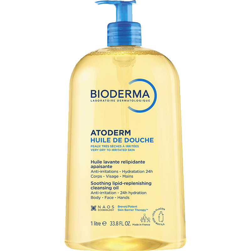 Bioderma Atoderm Shower Oil ECO Refill 1l, front of the pump bottle