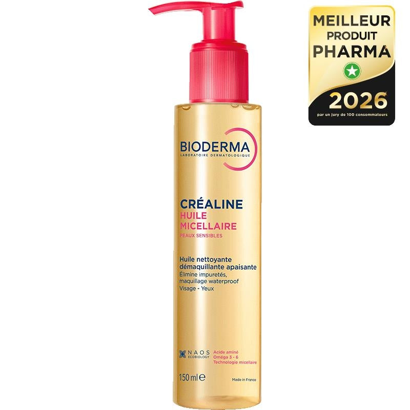 Bioderma Créaline 150ml, front of the pump bottle with an award badge