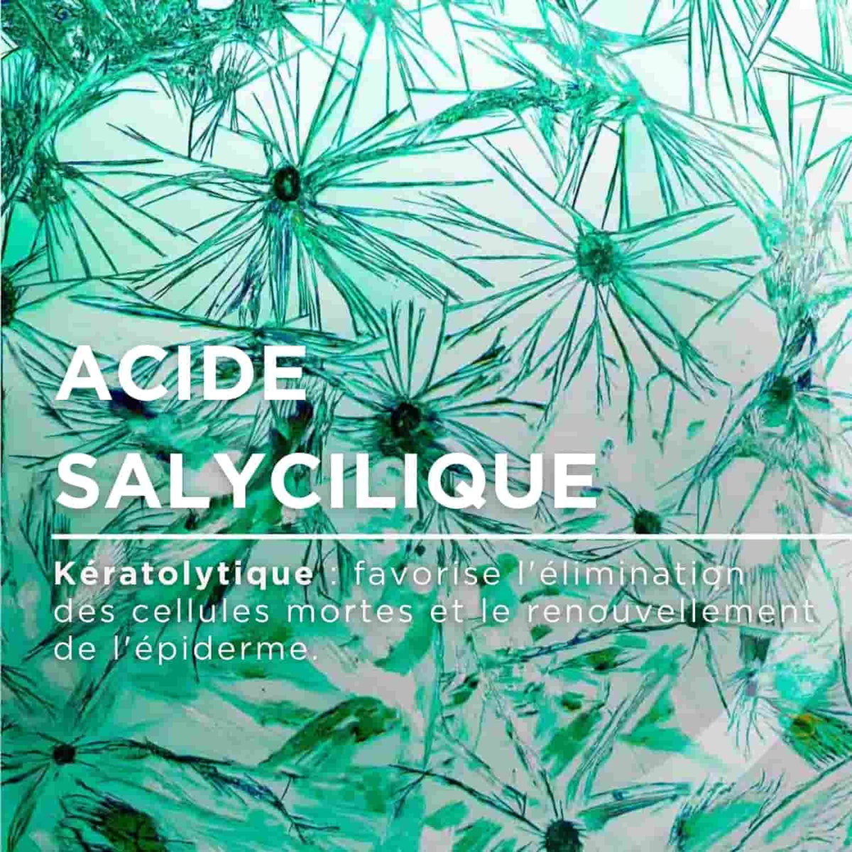 Bioderma Nodé K, salicylic acid infographic in French